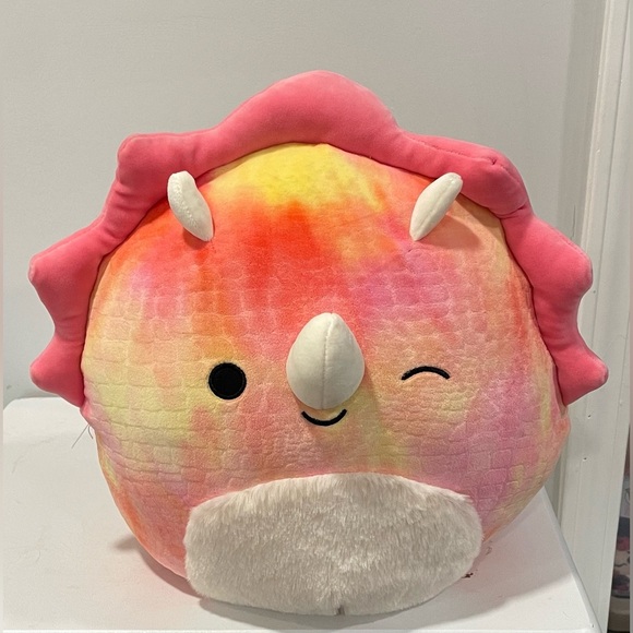 Squishmallows 16" Trinity Pink Tie-Dye Triceratops with Fuzzy Belly Large Plush - Picture 2 of 12